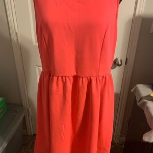 Coral sleeveless skater dress